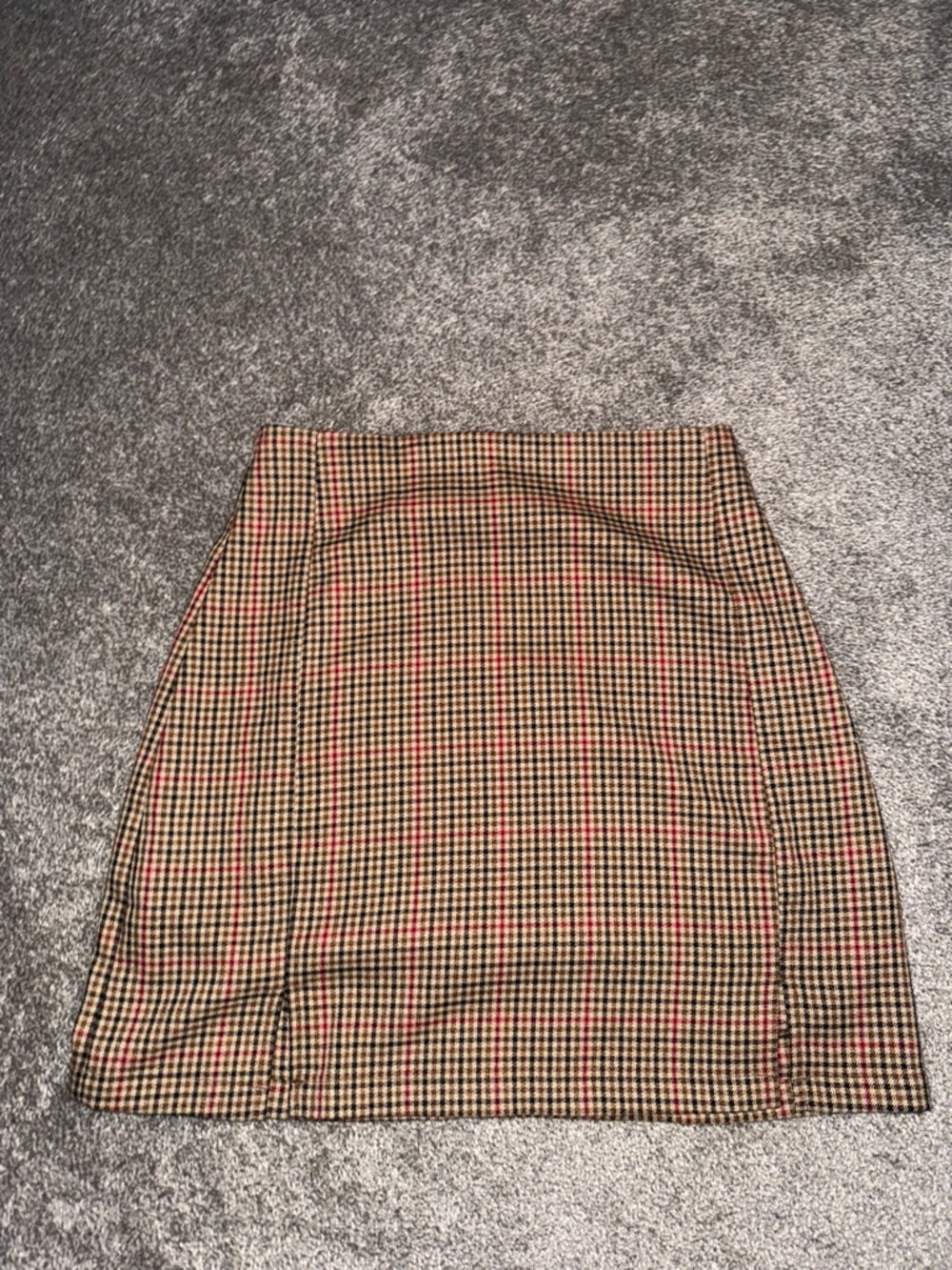 Plaid Mini Skirt - Brown/Tan